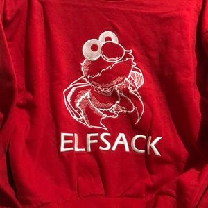 Red Sesame Street sweatshirt with stitch work